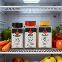 Nouveau design 2025 – Pot à épices en plastique personnalisé de 120 ml, 150 ml, 200 ml, 250 ml avec couvercle à clapet papillon – Impression de logo acceptée