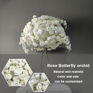 LEDA Promotion Exceptionnelle : Grande Boule de Fleurs Artificielles Décoratives en Soie Blanche de 80 cm, Rose Faite à la Main pour Table de Mariage - Product Image 2