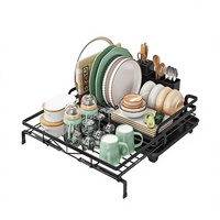 Étagère de rangement métallique pour comptoir de cuisine, 5 niveaux, avec panier égouttoir pour évier, support pour bols et extension d'évier, également utilisable comme étagère d'extension pour rebord de fenêtre