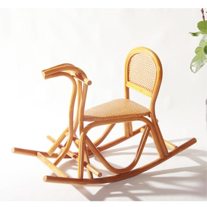 Cheval à bascule en osier fait à la main en rotin naturel bébé <span class=keywords><strong>chaise</strong></span> à bascule <span class=keywords><strong>jouet</strong></span> cadeau éducatif pour enfants siège à bascule sûr pour bébé - Product Image 2