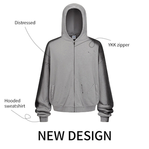 OEM Hiver, fermeture éclair robuste, haute qualité, écologique, anti-plis, unisexe, coupe oversize, streetwear, coton, effet vieilli, délavé à l'acide - Product Image 2