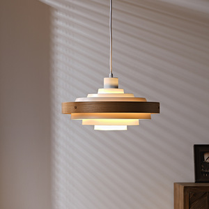 Walnut Wood Pendant <b>Light</b> Round Led Single Head Chandelier For <b>Dining</b> Room Home Hotel Commercial Space - Product Image 1