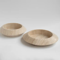 Bol à fruits en pierre de travertin naturel, bol décoratif sur pied, centre de table pour la décoration de la maison