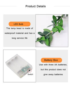 Vente chaude Artificielle Feuilles D'eucalyptus <span class=keywords><strong>LED</strong></span> <span class=keywords><strong>Guirlande</strong></span> Lumineuse Décoration Lampe pour Fête De Mariage Maison Jardin - Product Image 5