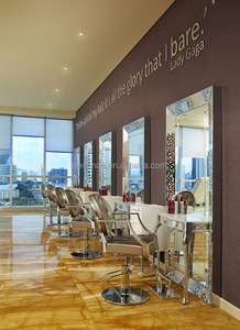 Led en aluminium doré de luxe pour <span class=keywords><strong>Babershop</strong></span> Station de coiffure murale avec miroir Station de travail pour la coiffure - Product Image 4