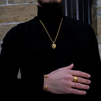 GOLDIX Bracelet tête de lion en acier inoxydable plaqué or 18K Set de bagues Minimalist Party Style Agate Jewel Man Skull Lion Necklace