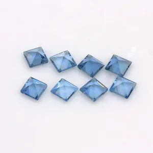 Natural London Blue Topaz Loose Gemstone Square Shape Faceted 100% Natural Gemstone Best Selling Top Quality For Making Jewelry