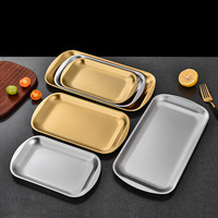 RVS rechthoekige serveerschaal, metalen dienblad voor opslag, barbecue, dessert, snack, fruit, hotel, keuken, feest, presentatie