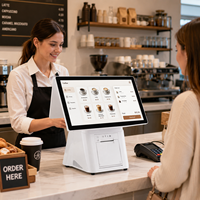 Nuevo Sistema POS Todo en Uno Blanco con Pantalla Táctil Capacitiva de 15.6 Pulgadas, PC Android con NFC, Wi-Fi y 1 Año de Garantía para Cafetería