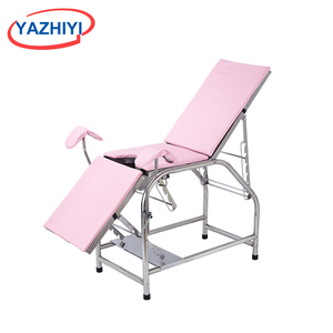 <span class=keywords><strong>Table</strong></span> d'examen gynécologique manuelle en acier inoxydable YAZHIYI, lit d'accouchement obstétrical réglable avec étriers, rose/noir, certifié CE, pour hôpital - Product Image 1