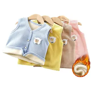 New Children's Vest Autumn Winter Plush Baby Thickened Warm Tank Top for Little Boys and Infants Wearing Cardigan Vest