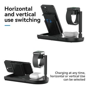 Soporte de base de estación de carga inalámbrica plegable 4 en 1 para Samsung <span class=keywords><strong>iPone</strong></span>, soporte de cargador inalámbrico de escritorio - Product Image 2