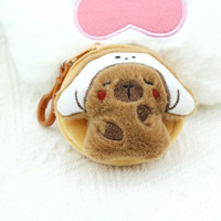 Botu mignon en peluche Capybara porte-monnaie créatif Kawaii dessin animé Animal sac pendentif clé rouge à lèvres casque sac de rangement enfants portefeuille
