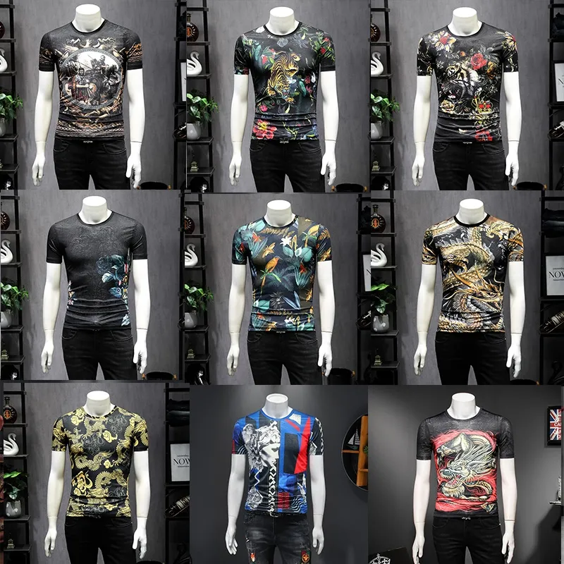 2022 Summer New Products Korean Men's T-shirts Foreign Trade Round Neck Loose Men's Short-sleeved Shirts Are Hot Style Wholesale