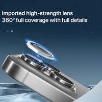 Protection d'Objectif de Caméra Octogonale en Verre Anti-Rayures en Aluminium pour iPhone 12 13 14 15 16 Pro Max, Film de Protection d'Objectif de Caméra en Métal Titane
