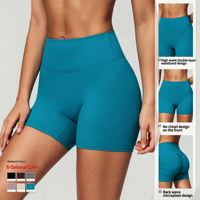 Ensemble short cycliste et crop top à manches courtes avec logo personnalisé pour femme, en tissu brossé, pour yoga et entraînement, vêtements de sport OEM