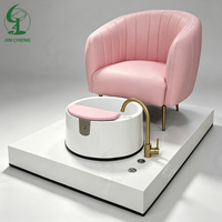 Jincheng Mobilier de salon de manucure sans tuyau Massage relaxant rose de luxe Spa des pieds Chaise de thérapie des pieds sans bol