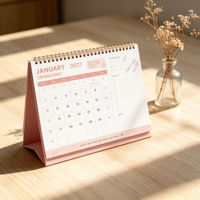 Agenda mensuel 2027, calendrier de table en papier personnalisé OEM, imprimé en CMYK, calendrier de bureau, cadeau d'entreprise