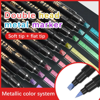 Marqueur d'art GuangNa, lot de 12/24/36 couleurs, double tête, métallique, effaçable, pointe ronde, pinceau de 2 mm, bricolage, peinture, pinceau