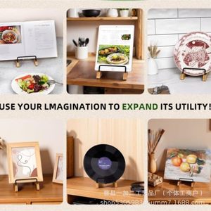 Support de livre porte-recettes en bois, couleur bois naturel, largeur 2,4 pouces, rangement de cuisine polyvalent - Product Image 3