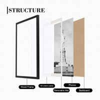 Lot de cadres noirs en gros, grands cadres à bordure fine avec passe-partout blanc pour mur de galerie, salon, décoration murale de la maison