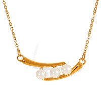 Collier pendentif minimaliste en acier inoxydable plaqué or 18 carats, anti-ternissement, avec chaîne à maillons imitation perles, idéal pour les soirées