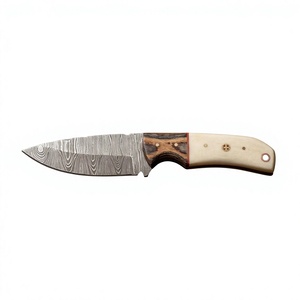 Couteau à lame fixe en acier Damas avec manche coloré, personnalisable pour la chasse, le camping et la survie - Product Image 3