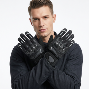 Guantes de Motocicleta de Cuero al por Mayor, Transpirables, con Función Táctil, Antideslizantes, Diseño de Dedos Completos, Cierre de Gancho y Bucle, Unisex - Product Image 1