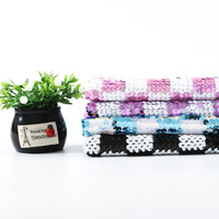 Jacquard Plaid Full Stereo Perlé Tissu Brodé Brillant Maille Damier Sequin Robe Brodée Jupe Tissu Chaîne Fil Teint