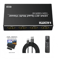 Divisor de Video HDMI 4K HD, 4 Entradas 1 Salida, Conmutador sin Interrupciones, Compatible con Control Remoto IR, Conmutador para Sala de Conferencias