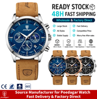 Montre-bracelet de luxe pour homme Poedagar 928, chronographe sport, cuir, quartz, Reloj Hombre, étanche, lumineuse, avec calendrier