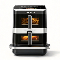 Penggorengan Udara Keranjang Ganda Kontrol Digital Kapasitas Besar Tanpa Minyak dengan Loyang Pizza Peralatan Dapur Stainless Steel