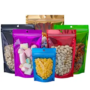 Mylar Colored Die Cut Laminated Aluminum Foil Plastic Packing Stand Up Ziplock Pouch Dried Fruit Food Packaging Bag