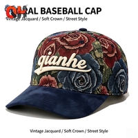 Nouvelle Casquette de Baseball Unisexe 2026 Style Personnalisé Tapisserie Florale Broderie 5 Panneaux Logo 3D Réglable Casquette Jacquard