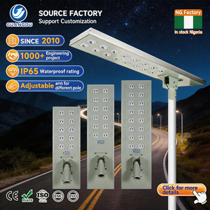 Nouveau produit, bonne qualité, éclairage routier extérieur, IP67, étanche, COB 80W 100W 120W, lampadaire solaire LED intégré tout-en-un - Product Image 1