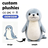 Peluche personnalisée en forme de phoque, jouet en peluche doux, animal marin, rembourrage en coton PP, peluche courte, 11-30 cm, OEM ODM