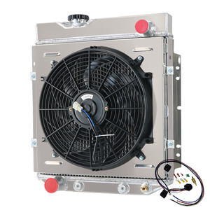 GTGMOTO Radiateur 3 rangées + Ventilateur de refroidissement + Relais pour <span class=keywords><strong>FORD</strong></span> <span class=keywords><strong>MUSTANG</strong></span> FALCON 5.0 V8 1960~1965 - Product Image 1