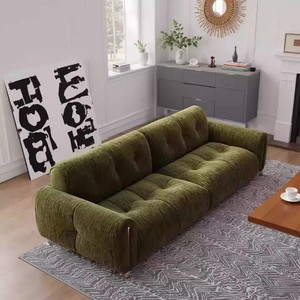 Francés Retro verde Chenille tela de terciopelo 2025 nuevo diseño sofá seccional pequeño apartamento 3 plazas nube sofá sala de estar sofá - Product Image 4