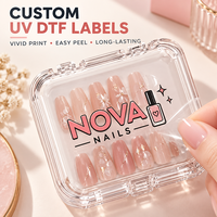 Autocollant de transfert UV DTF pour boîte de vernis à ongles, boîte de nail art, faux ongles à presser, emballage cosmétique pour salon de beauté, manucure, acrylique