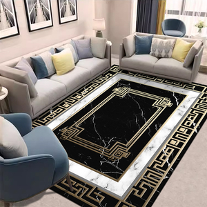 Thảm nhung pha lê in 3D hiện đại, thiết kế ghép hình dệt nổi, chất liệu polyester mềm mại dùng cho phòng khách gia đình. - Product Image 1