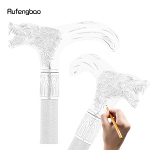 Bâton de marche Platinum Wolf avec poignée en métal, embout en caoutchouc, acier au carbone, bâton de randonnée, design de luxe tendance - Product Image 3
