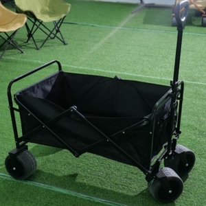 Custom LOGO 10inch <strong>Wheels</strong> <strong>Folding</strong> Camp <strong>Cart</strong> with Platform <strong>Hand</strong>-Pulled Table Board for Outdoor Camping Night Market Stall - Product Image 4