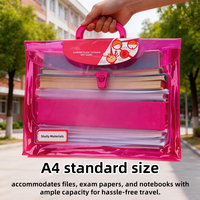 Pochette en PVC transparente personnalisée en gros avec poignée, sac de rangement étanche à fermeture éclair pour documents et voyages