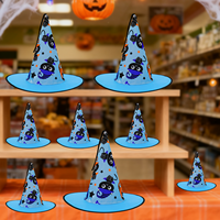 Cappello da strega viola con stampa fantasma di Halloween, cappello da mago a punta, accessorio per costume da festa cosplay