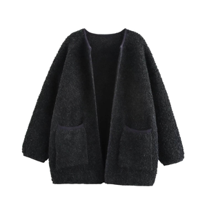 Women’s Fashion Knit <b>Cardigan</b> <b>Sweater</b> Loose Fit Pullover Pocketed Solid Color Winter Wear - Product Image 1