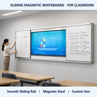 Tableau blanc magnétique coulissant pour l'enseignement en classe scolaire, tableau d'écriture effaçable à sec mural