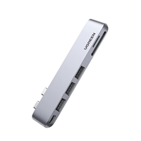 Adaptador USB C UGREEN para MacBook Thunderbolt 3 Hub con 3 USB 3.0, 100W USB C Power Delivery, Lector de Tarjetas Micro SD y SD