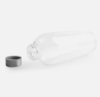 Bouteilles d'eau en verre de forme ronde de haute qualité de 1000ml 1 litre avec logo personnalisé avec couvercle en acier inoxydable
