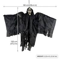 Décoration Grim Reaper grandeur nature 90x120cm à suspendre, crâne hurlant réaliste, accessoire fantôme d'horreur pour Halloween et maison hantée