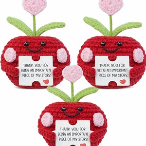 Crochet Pomme Positive avec carte – Cadeaux d'appréciation en crochet adorables pour les enseignants, les amis, la maison, le bureau, la table, les fêtes et la décoration. - Product Image 1